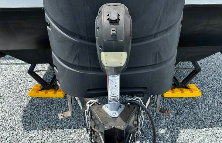 Close up of hitch and propane tank cover.