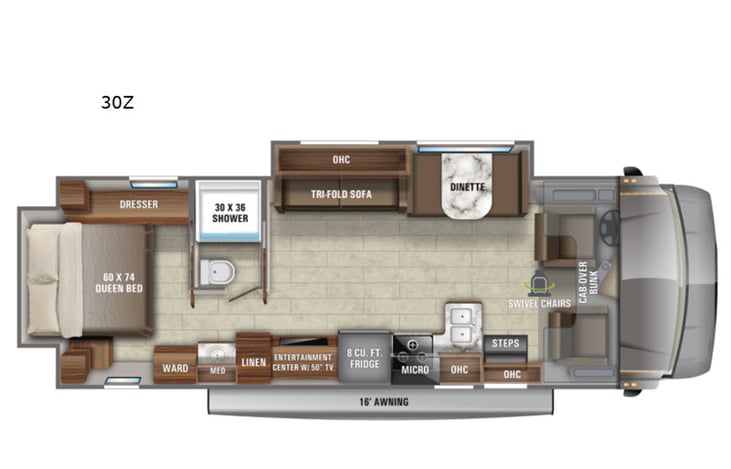 Representative floor plan provided by a trusted RVshare partner.