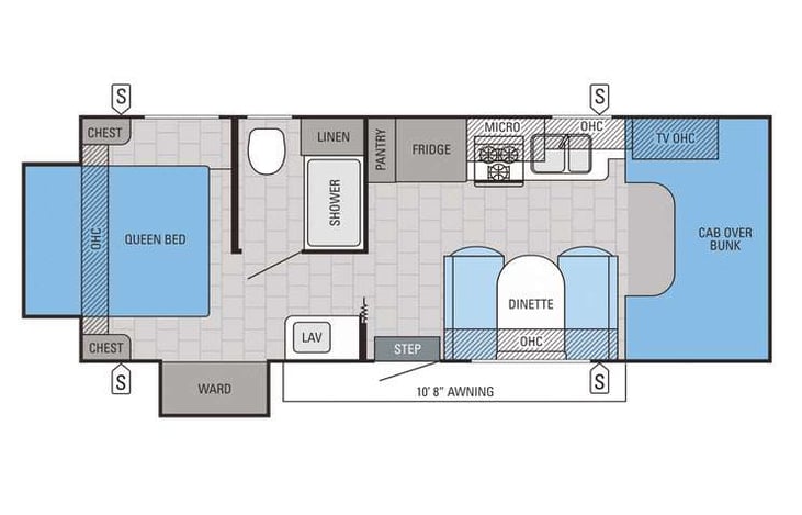 Representative floor plan provided by a trusted RVshare partner.