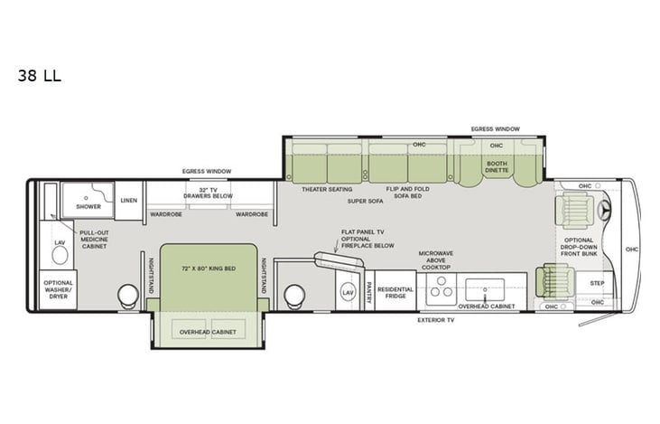 Representative floor plan provided by a trusted RVshare partner.