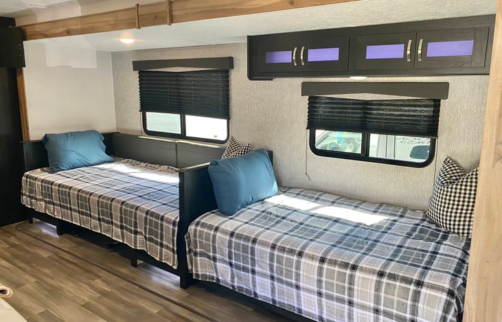 Couch and dinette BOTH open up to full size beds!