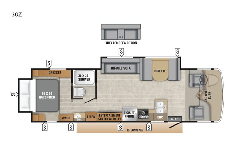 Representative floor plan provided by a trusted RVshare partner.