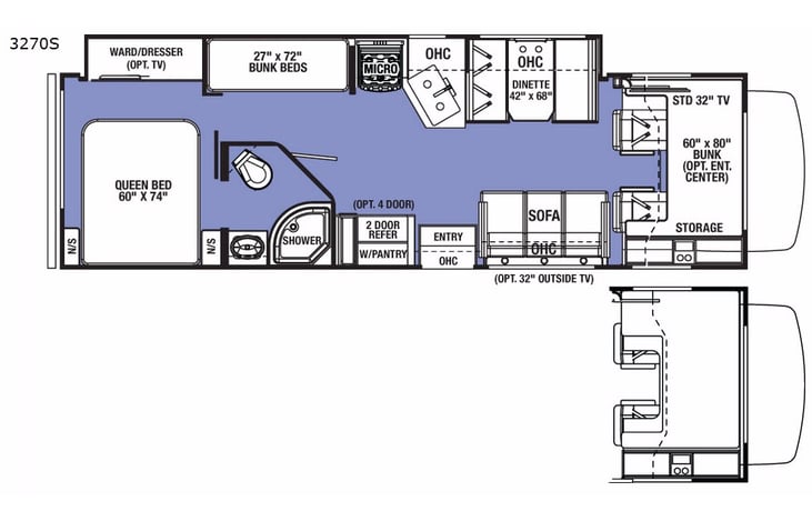 Representative floor plan provided by a trusted RVshare partner.