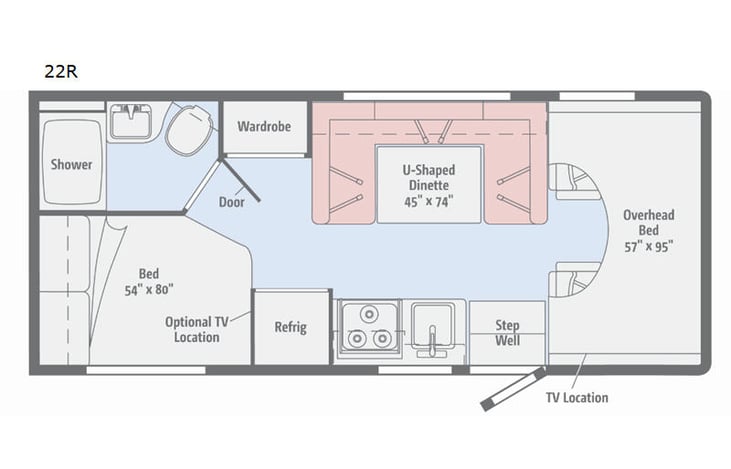 Representative floor plan provided by a trusted RVshare partner.