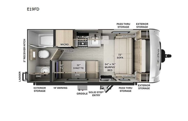 Representative floor plan provided by a trusted RVshare partner.