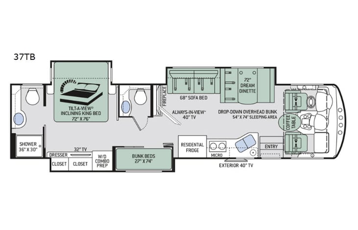 Representative floor plan provided by a trusted RVshare partner.
