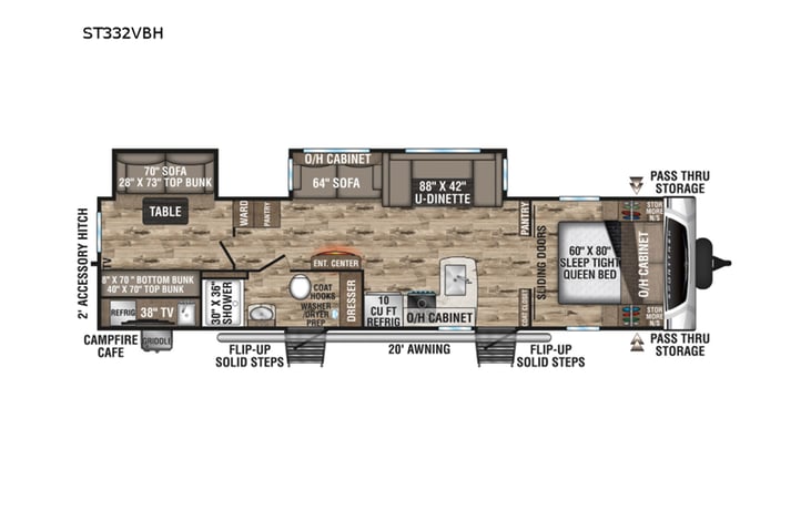 Representative floor plan provided by a trusted RVshare partner.