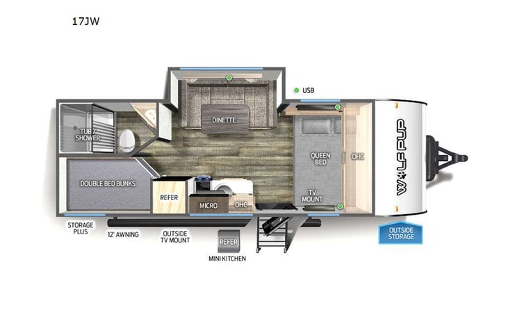 Representative floor plan provided by a trusted RVshare partner.