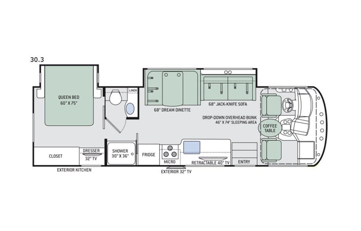Representative floor plan provided by a trusted RVshare partner.