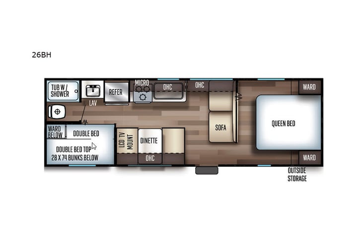 Representative floor plan provided by a trusted RVshare partner.