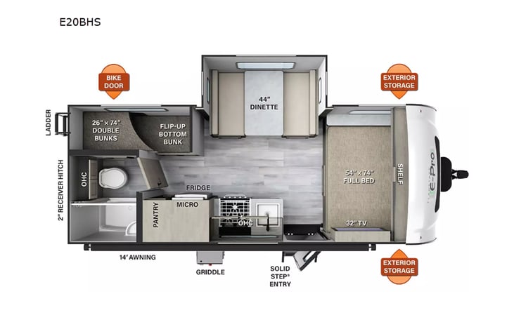 Representative floor plan provided by a trusted RVshare partner.