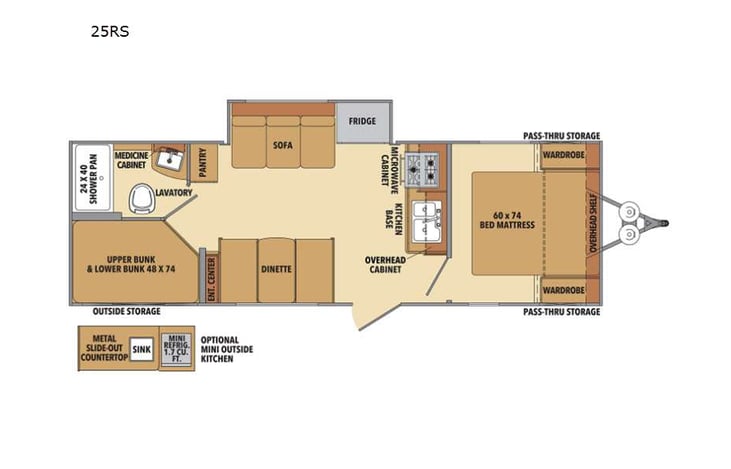 Representative floor plan provided by a trusted RVshare partner.