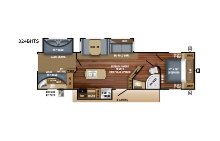 Representative floor plan provided by a trusted RVshare partner.