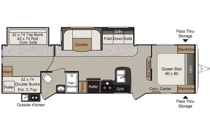 Representative floor plan provided by a trusted RVshare partner.
