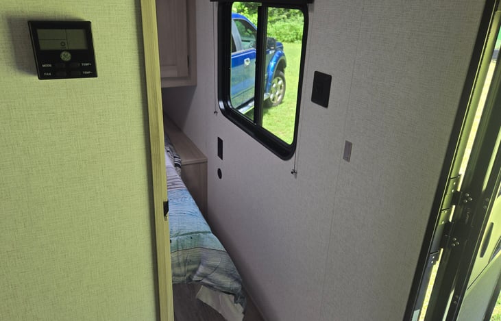 Private room with sliding door, king bed