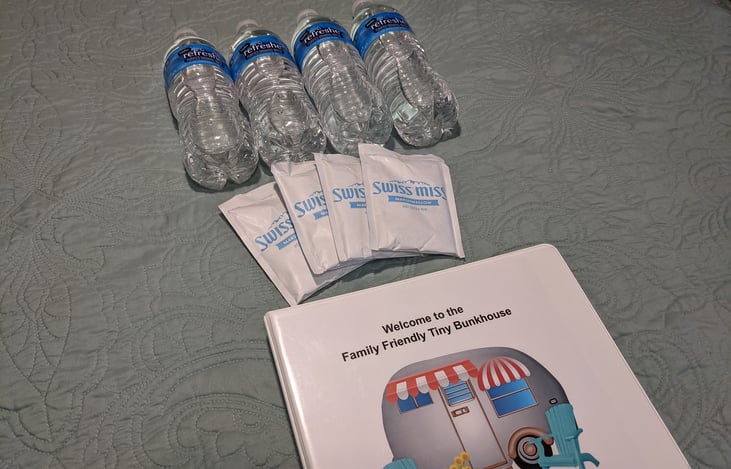 Welcome pack for all rentals. Binder includes information about the trailer, and our recommendations for the area.