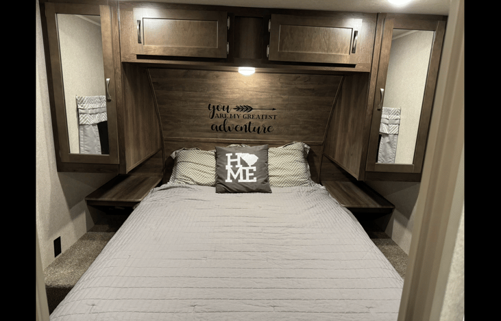 Master with real queen mattress.