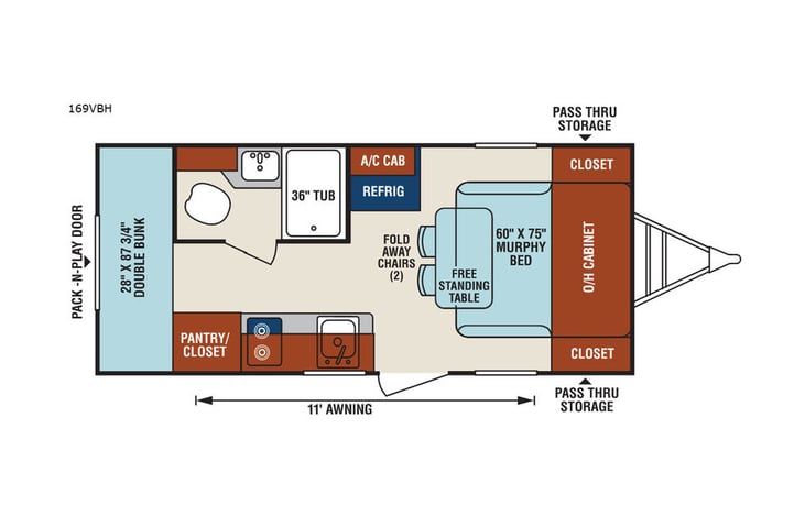 Representative floor plan provided by a trusted RVshare partner.