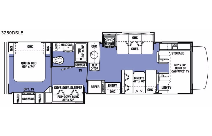 Representative floor plan provided by a trusted RVshare partner.