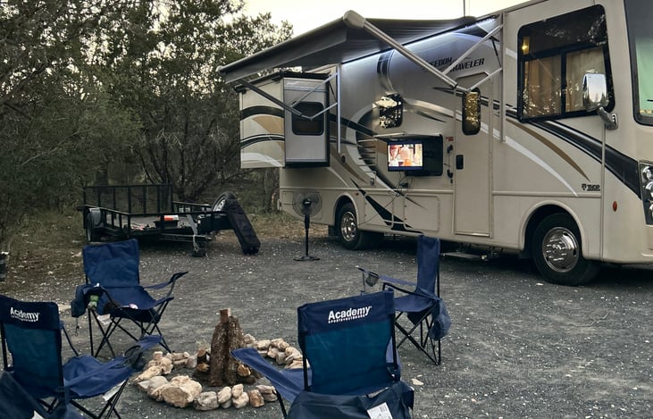 Outside of the RV.