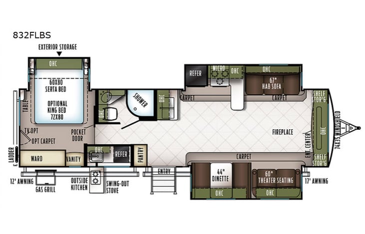 Representative floor plan provided by a trusted RVshare partner.