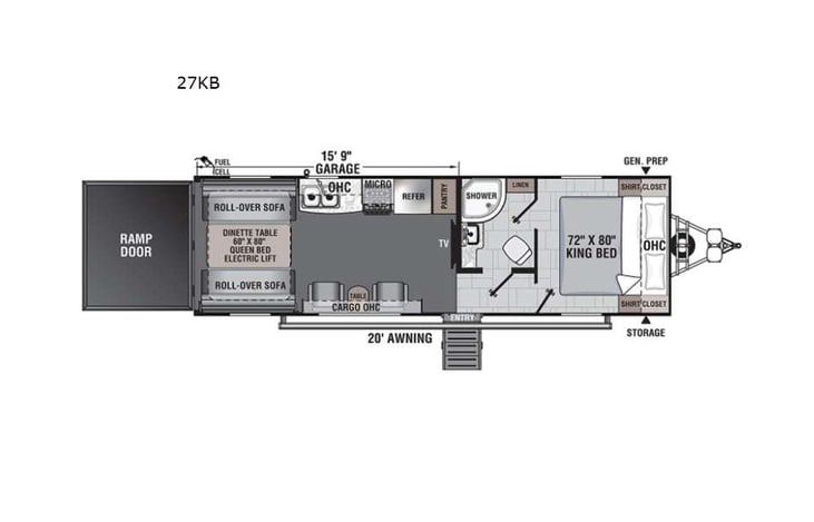 Representative floor plan provided by a trusted RVshare partner.