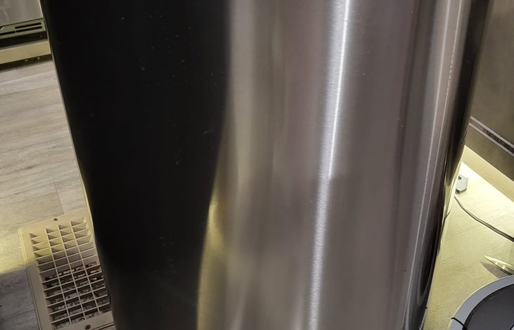 Left: Bug-proof, foot-actuated garbage can.
Right: Robot vacuum cleaner.