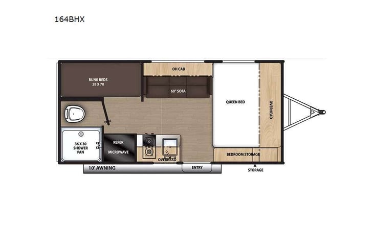 Representative floor plan provided by a trusted RVshare partner.