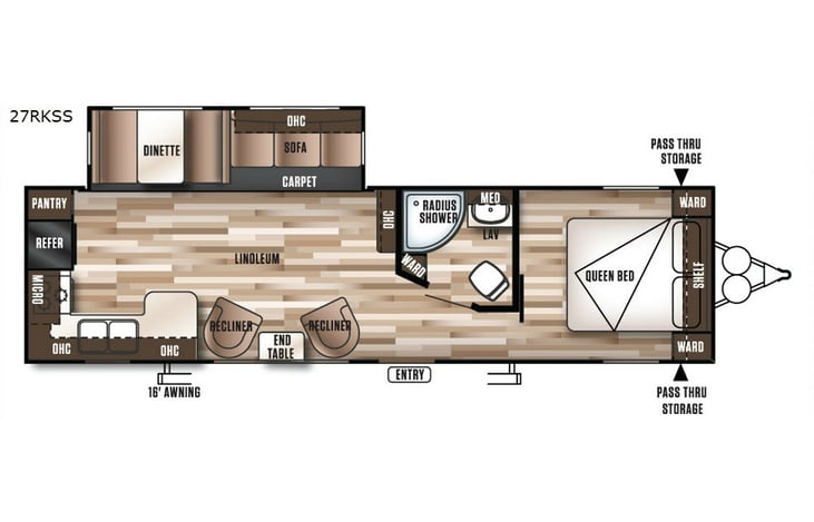Representative floor plan provided by a trusted RVshare partner.