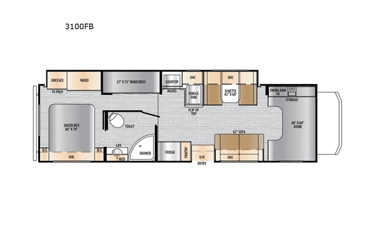 Representative floor plan provided by a trusted RVshare partner.