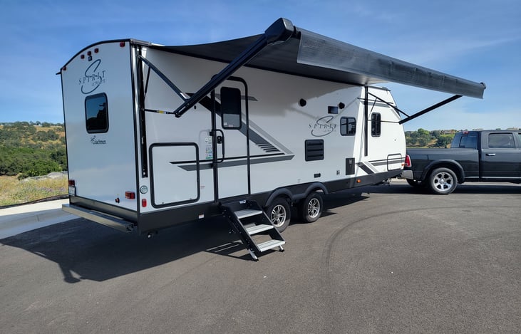 The Escape Rooms! This awning is simple to extend and retract.