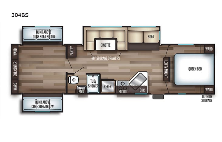 Representative floor plan provided by a trusted RVshare partner.