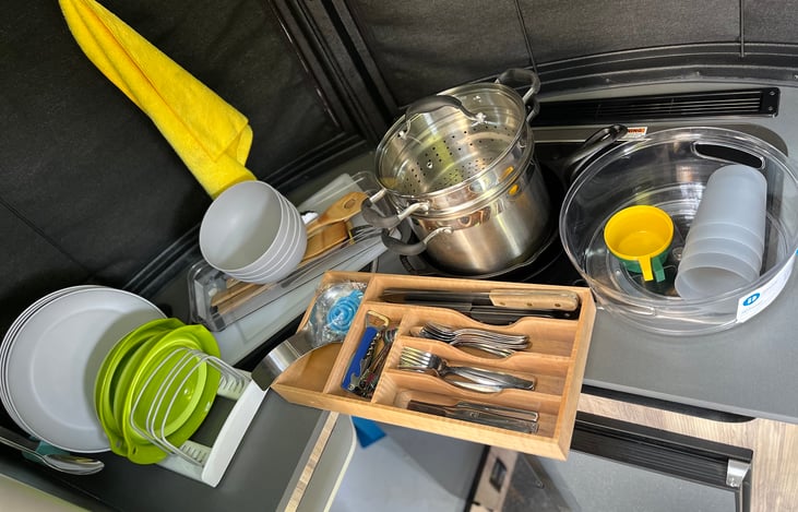 All utensils and pots included.