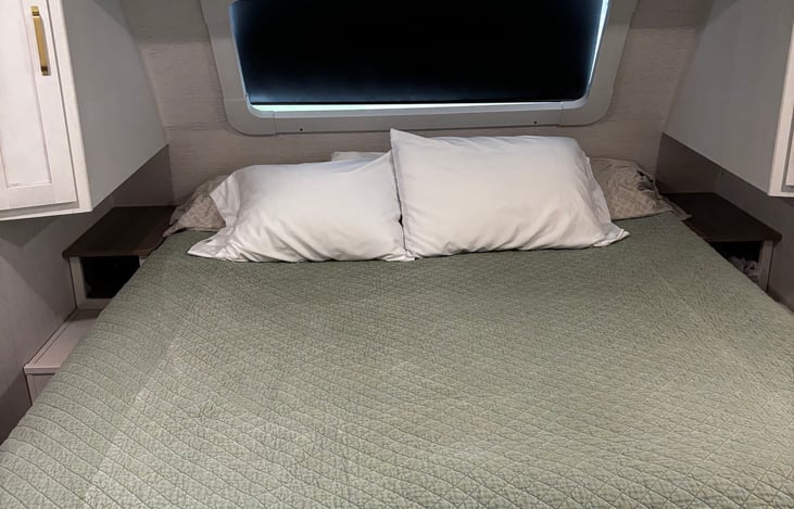 King size bed with 4” mattress topper