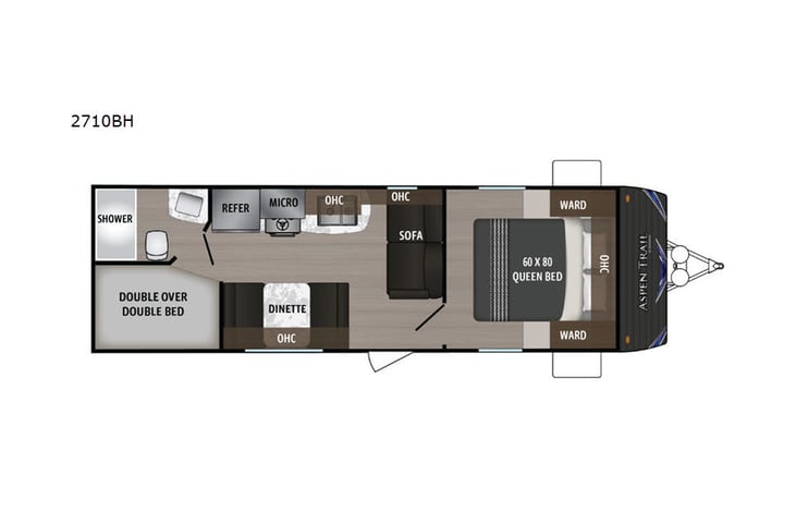 Representative floor plan provided by a trusted RVshare partner.
