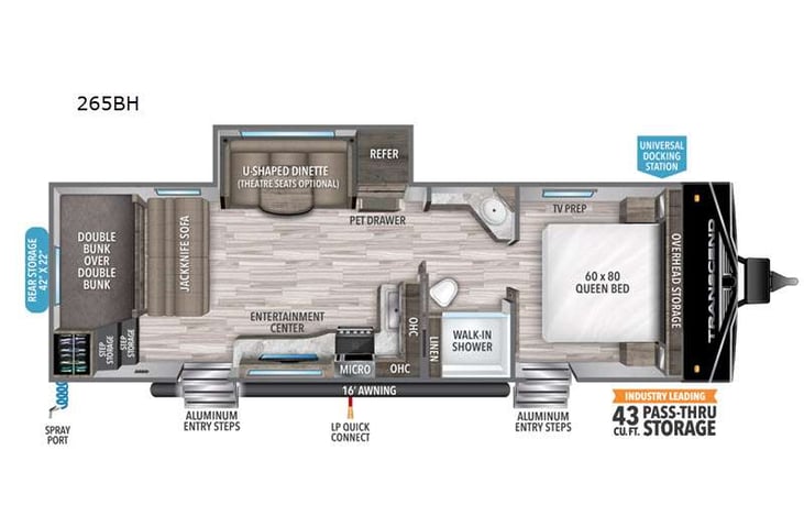 Representative floor plan provided by a trusted RVshare partner.