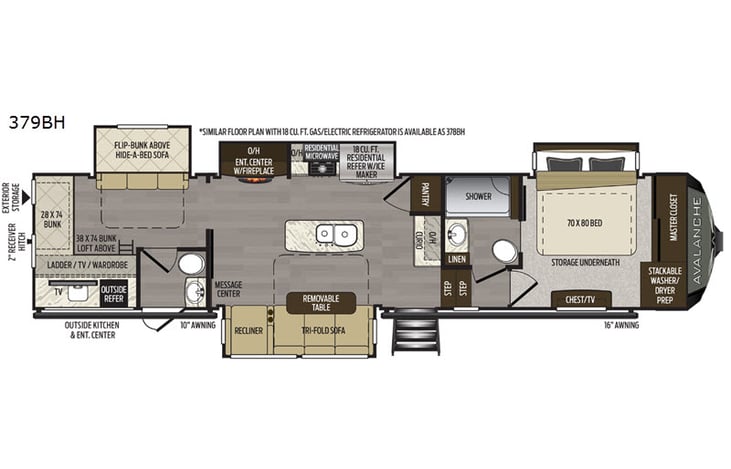 Representative floor plan provided by a trusted RVshare partner.