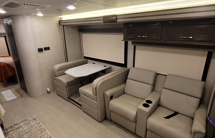 Dinette(folds into bed) and reclining chairs can be used to sleep on as well!