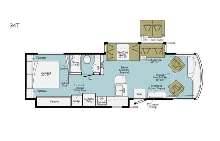 Representative floor plan provided by a trusted RVshare partner.