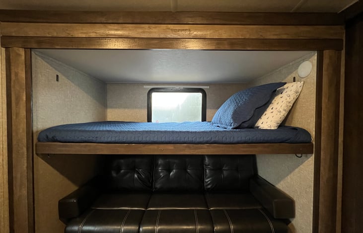 Bunk over couch - folds down for extra sleeping