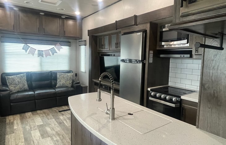 Kitchen and entertainment center