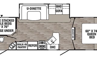 "THE PUMA" - Upgraded Queen + 2 Full Bunks