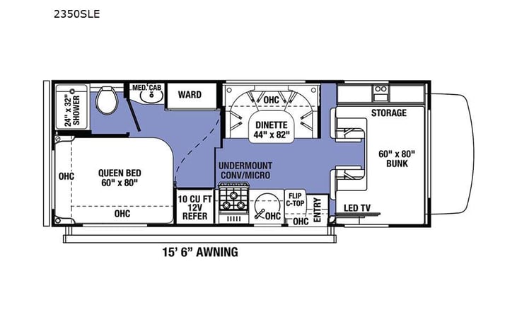 Representative floor plan provided by a trusted RVshare partner.