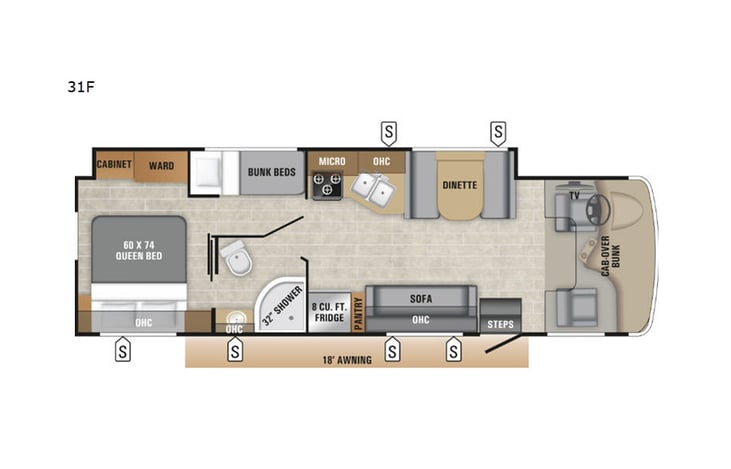 Representative floor plan provided by a trusted RVshare partner.