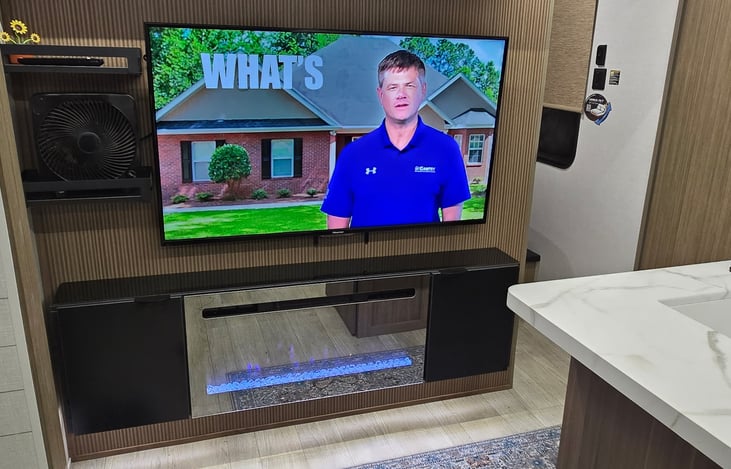 50” smart tv and fireplace