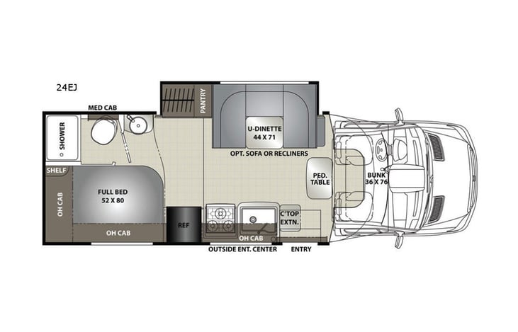Representative floor plan provided by a trusted RVshare partner.