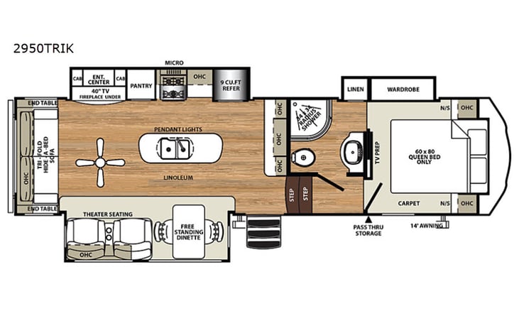 Representative floor plan provided by a trusted RVshare partner.