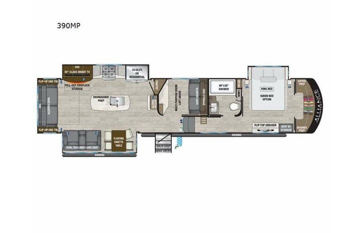 Representative floor plan provided by a trusted RVshare partner.