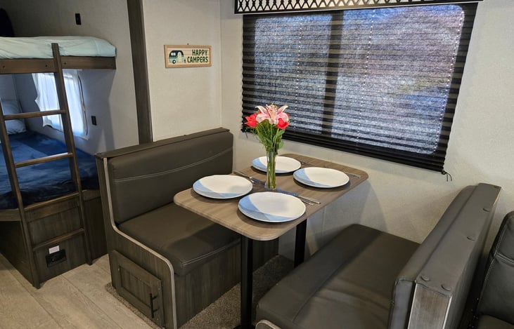 Dining table turns into bed for 2 people