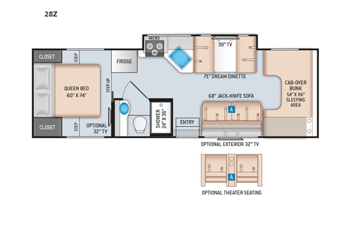 Representative floor plan provided by a trusted RVshare partner.